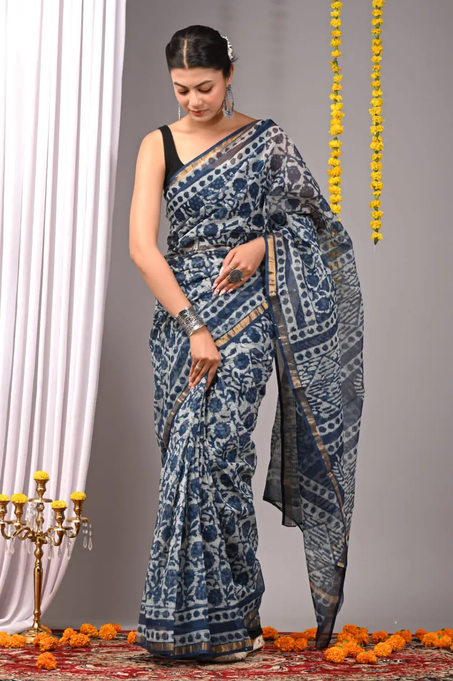 Handcrafted Bagru Print Kota Sarees 